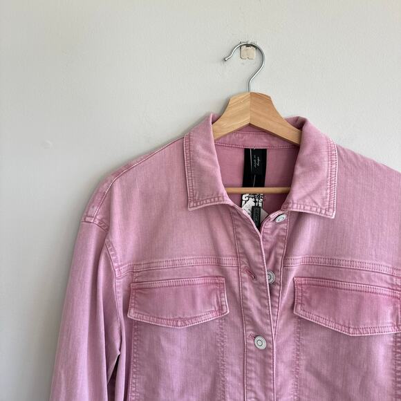 Marc Cain Twill Shirt Denim Shacket Bright Pink Lavender 8 NWT - Picture 4 of 12
